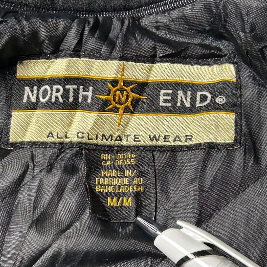 90s vintage オールブラックスタジャン 袖本革 レザー 企業物 刺繍