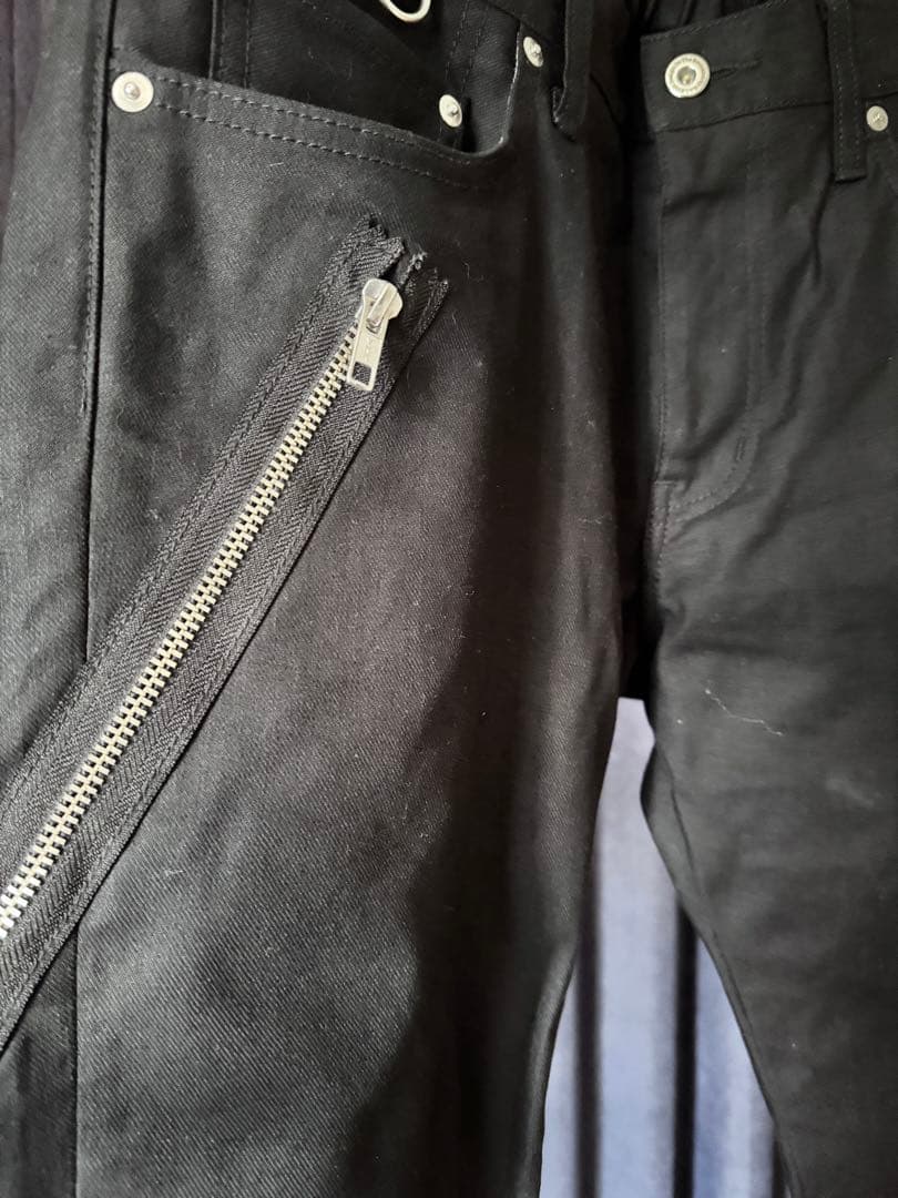 RALEIGH RED MOTEL ZIP SLIM TROUSERS黒 L