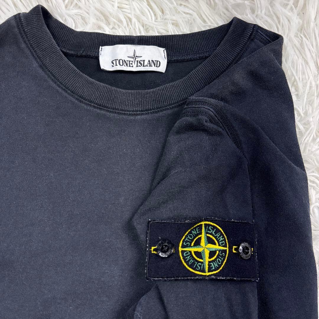 ストーンアイランド クルーネック 長袖 シャツ ワッペン ブラック黒 S
