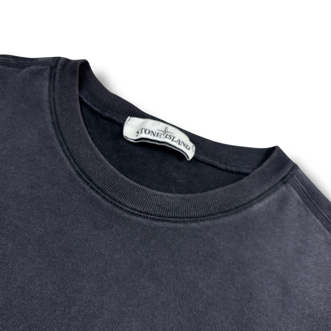 ストーンアイランド クルーネック 長袖 シャツ ワッペン ブラック黒 S