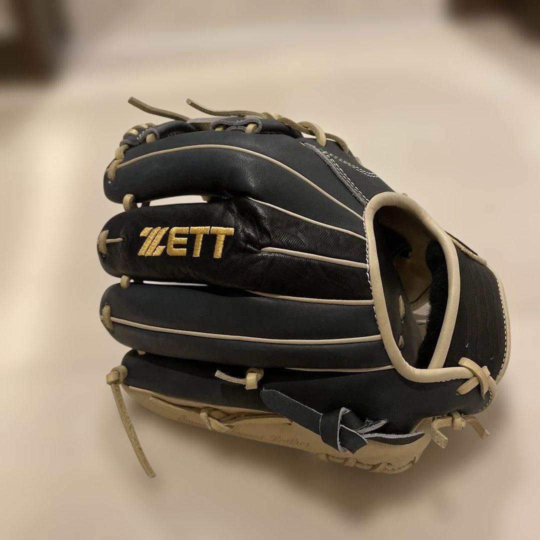 ZETT 軟式グローブ 黒/ベージュ 右投げ用