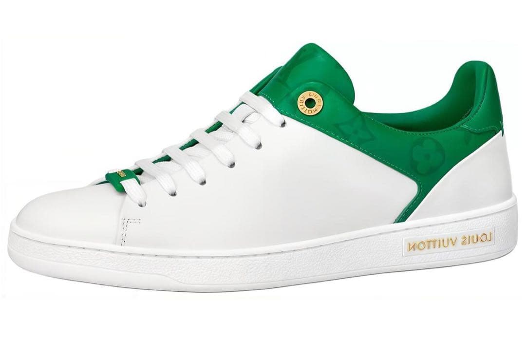 【LOUIS VUITTON】グリーンアクセントが映える レザースニーカー｜38