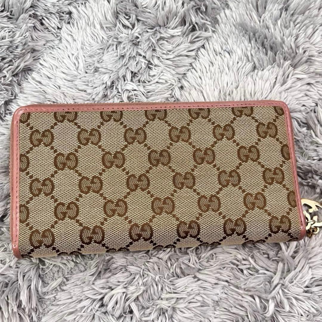 GUCCI✨ラウンドファスナー 長財布 GGキャンバス パールピンク