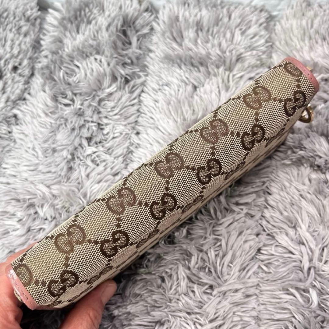 GUCCI✨ラウンドファスナー 長財布 GGキャンバス パールピンク