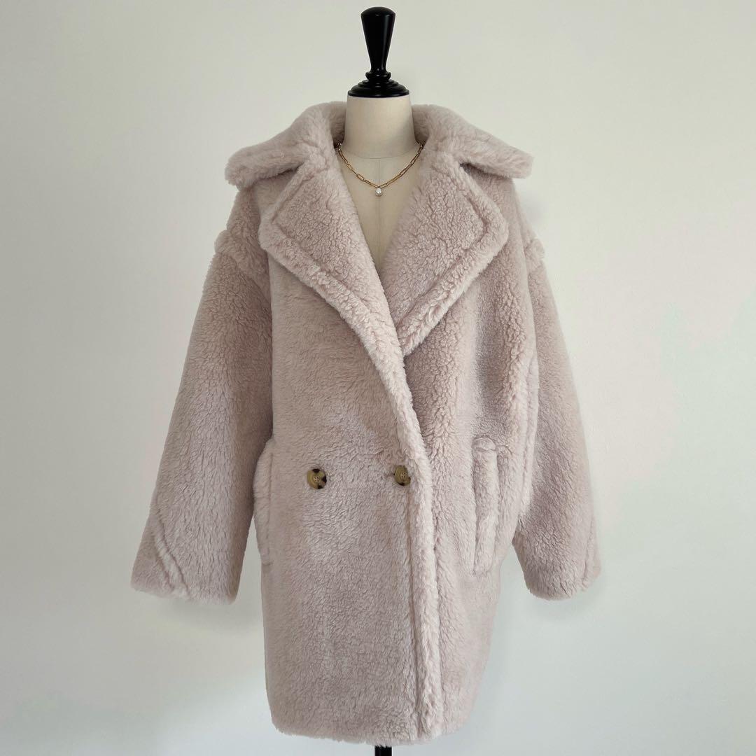 新品未使用 ベアミディアム丈 テディコート ライトベージュ