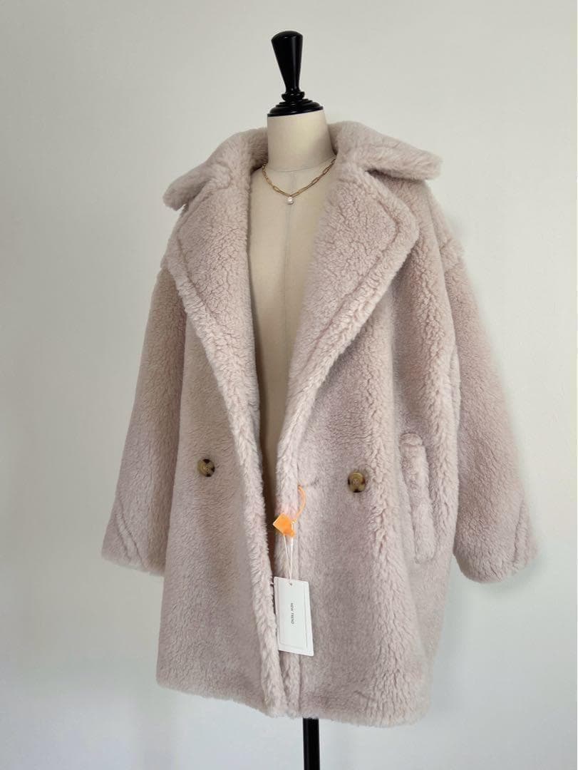 新品未使用 ベアミディアム丈 テディコート ライトベージュ