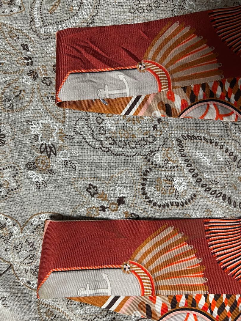 HERMES エルメス ツイリー 2本❗️式典肩章 シルク スカーフ オレンジ系