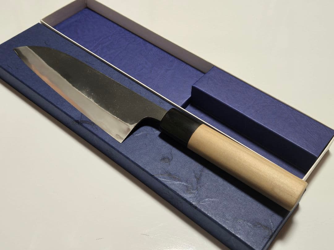 重房 スウェーデン鋼 黒打三徳 包丁 6寸 中古品