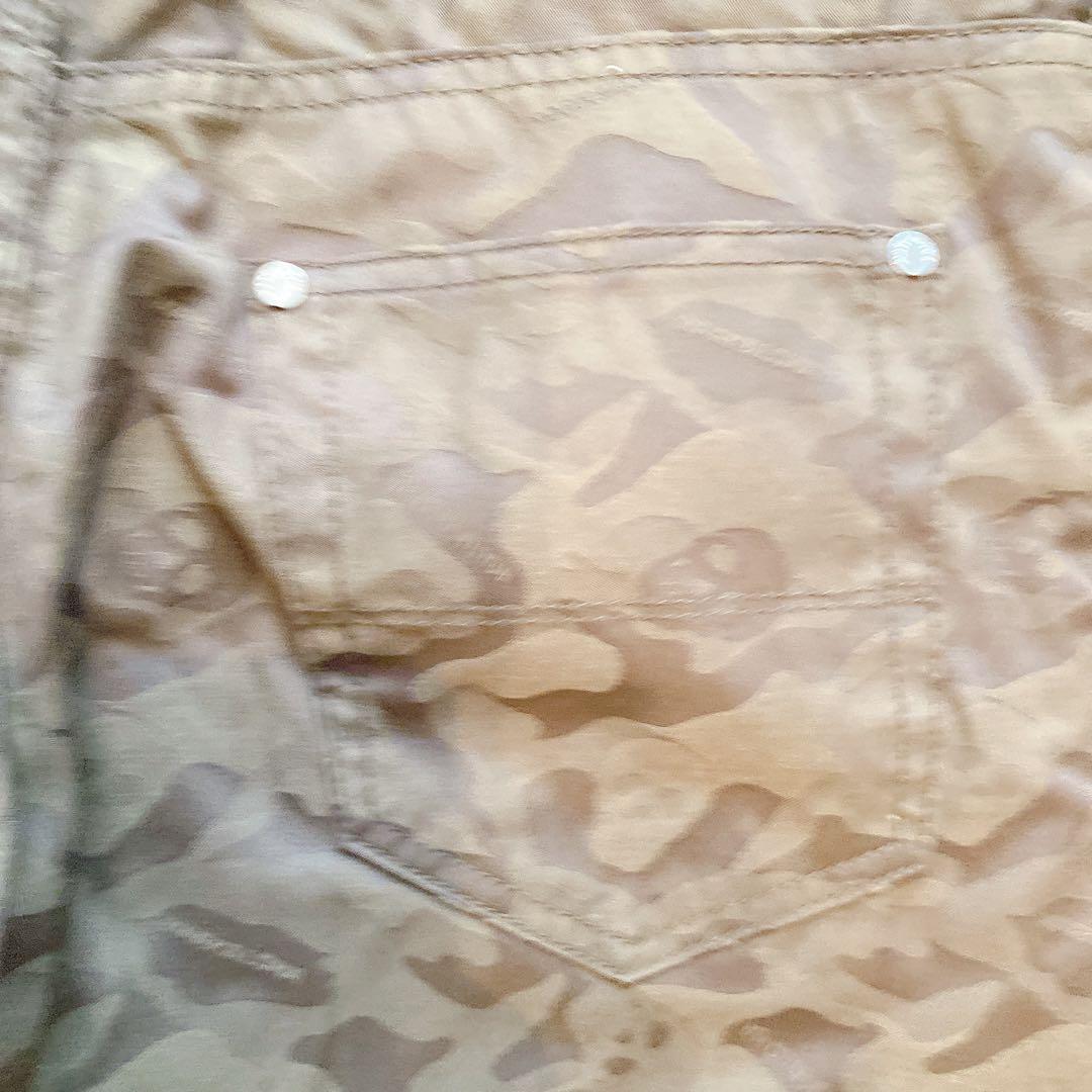 【美品】MARK & LONA 人気 スカルロゴ×カモフラ 総柄 ゴルフパンツM