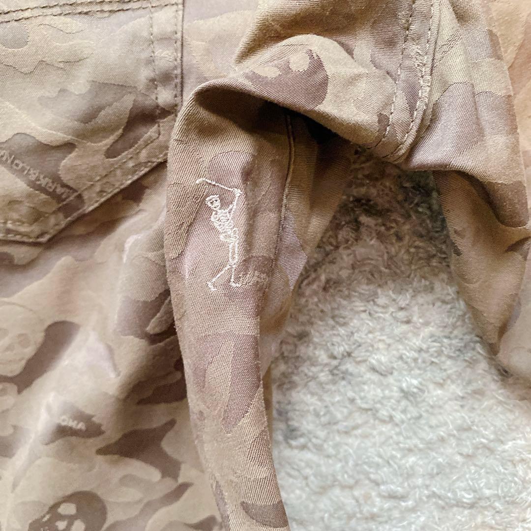 【美品】MARK & LONA 人気 スカルロゴ×カモフラ 総柄 ゴルフパンツM