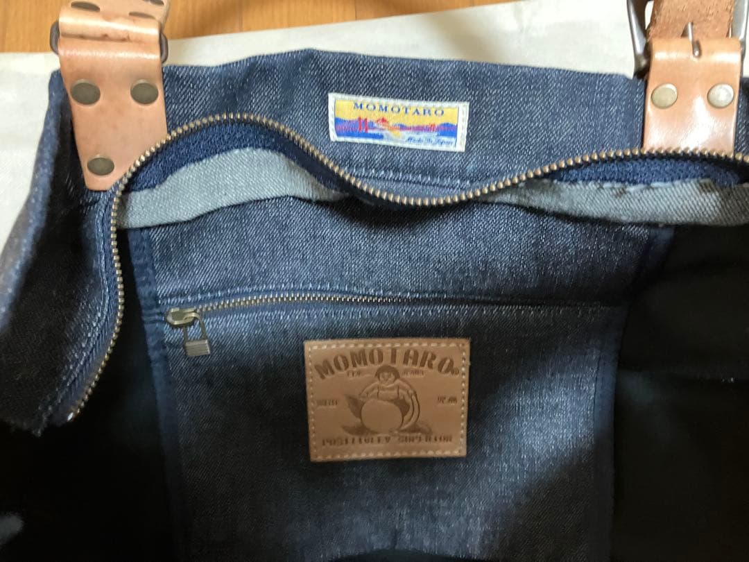 桃太郎ジーンズ　トートバッグ　デニム　本革