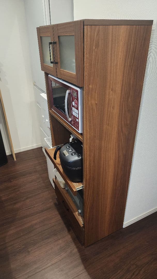 【Makoさま専用】木製食器棚 ガラス扉付き