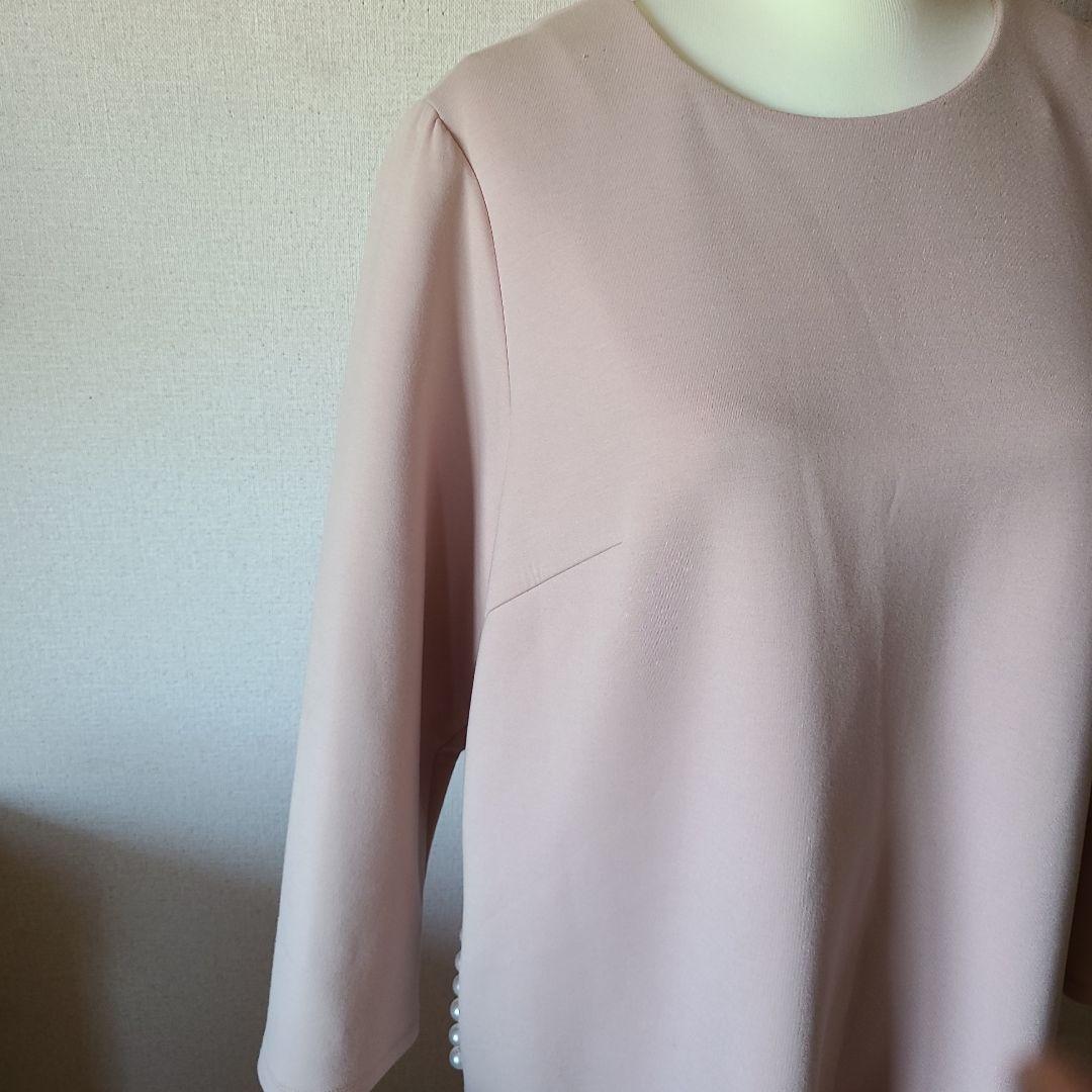 ローズティアラ46淡いピンクのパール装飾Aラインワンピース新品タグ付き