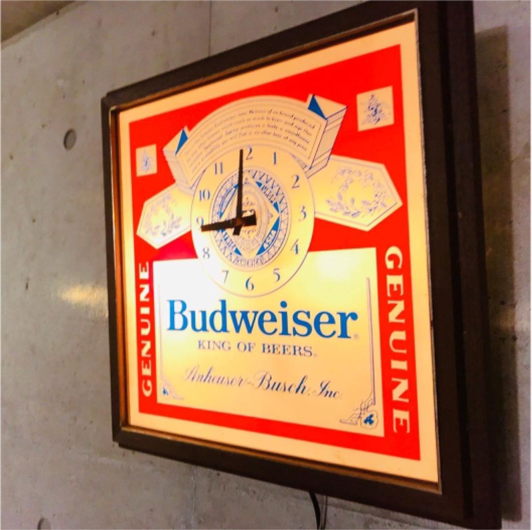 アメリカ直輸入 バドワイザービール ビンテージ クロックライト パブサイン バー