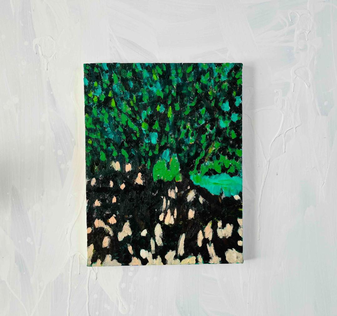 油彩画 原画「公園の木」アート 絵画 32×41㎝ F6 キャンバス