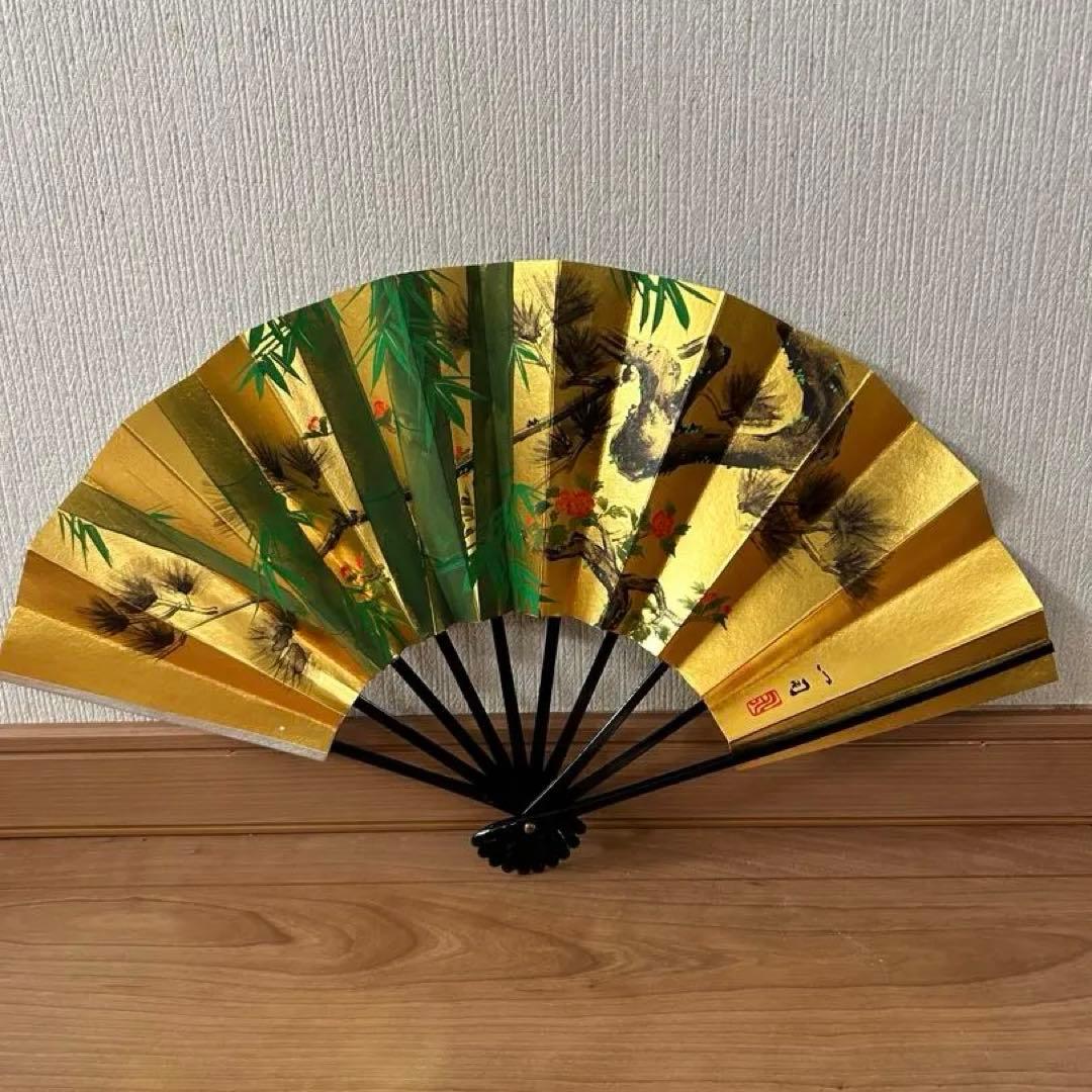 舞扇子 金色と銀色 手描き - メルカリ