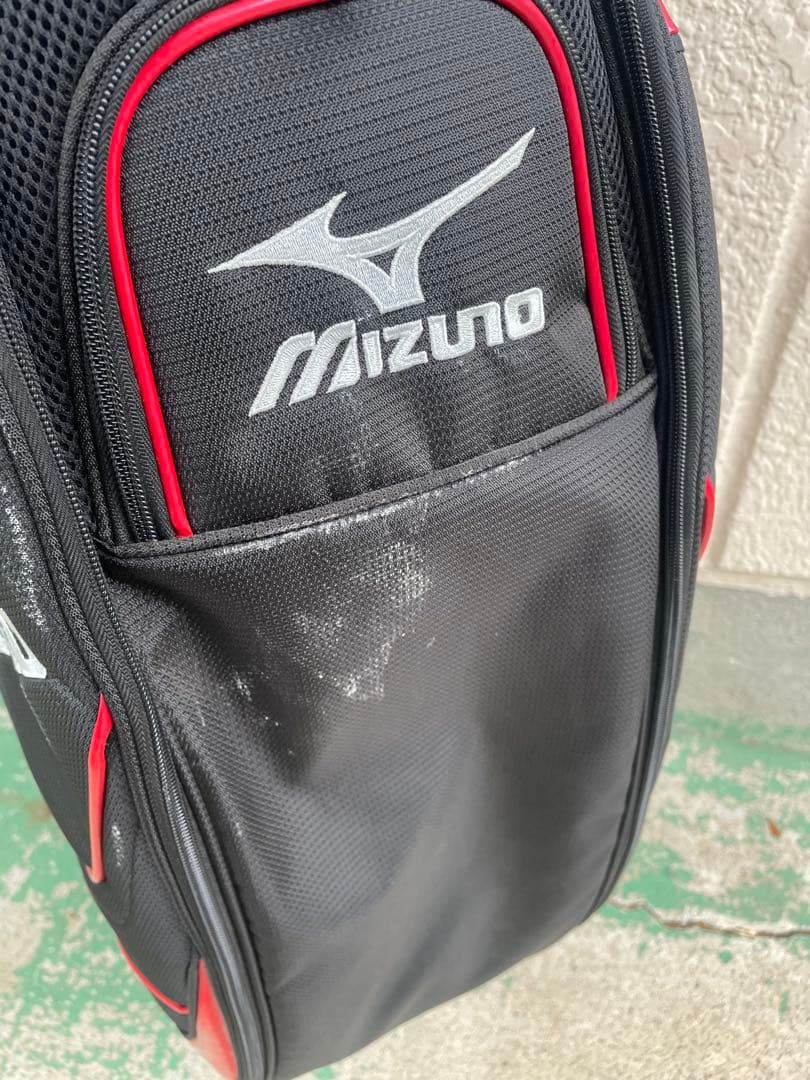 【美品・倉庫保管品】ミズノ　キャディーバッグ　ゴルフ　クラブケース　黒×赤