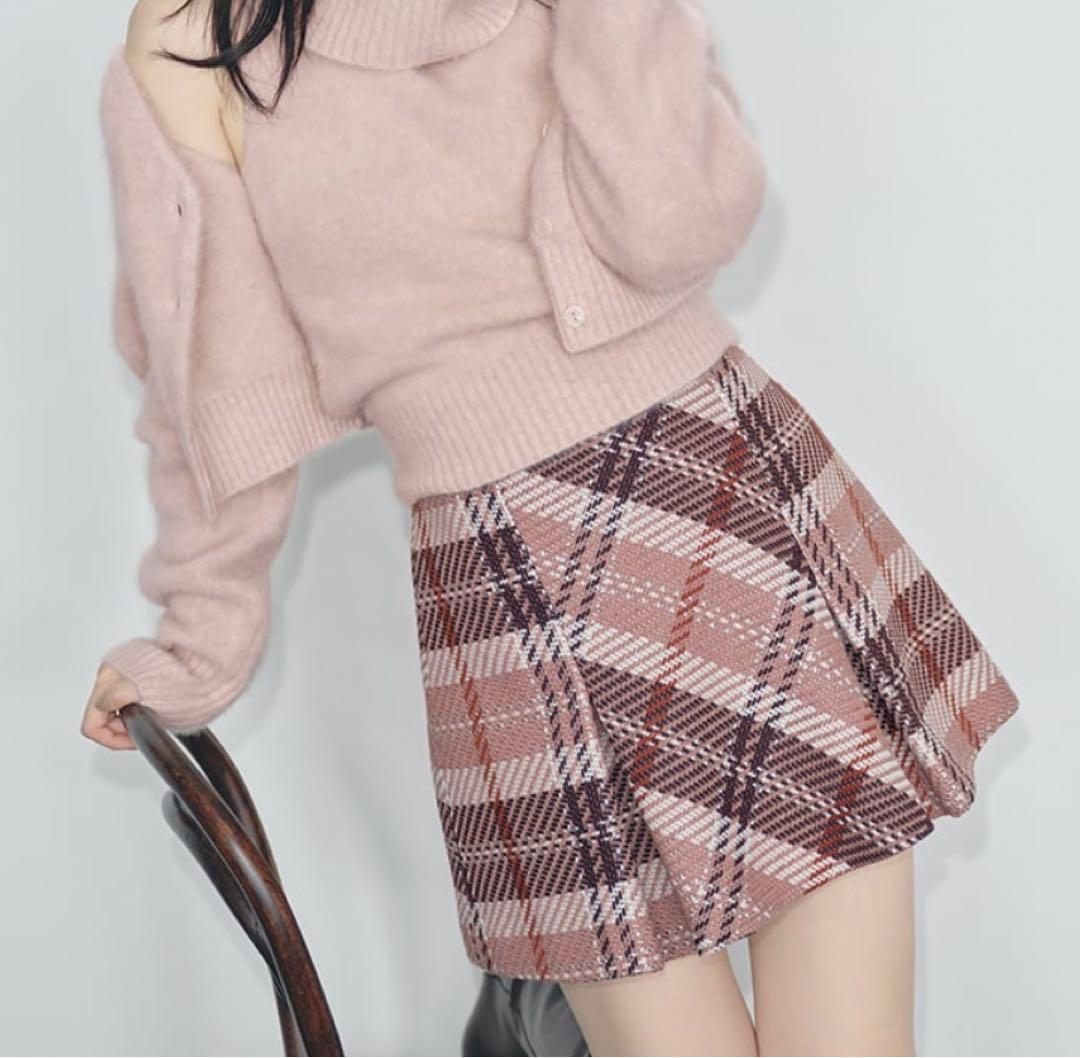 新品タグ付 ロービングチェックミニスカート ピンク L SNIDEL - メルカリ