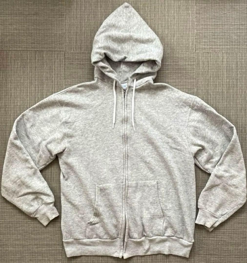 ☆【希少】80s USA製 Hanes 霜降りグレー無地ジップアップパーカー