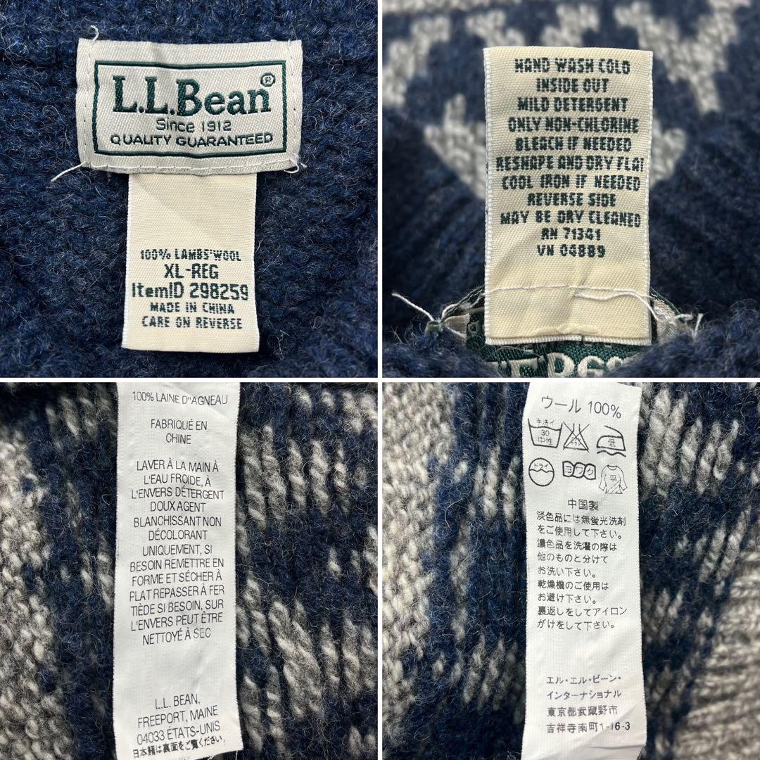 12M516◯ L.L.Bean 求心柄 くるみボタン ニット セーター XL
