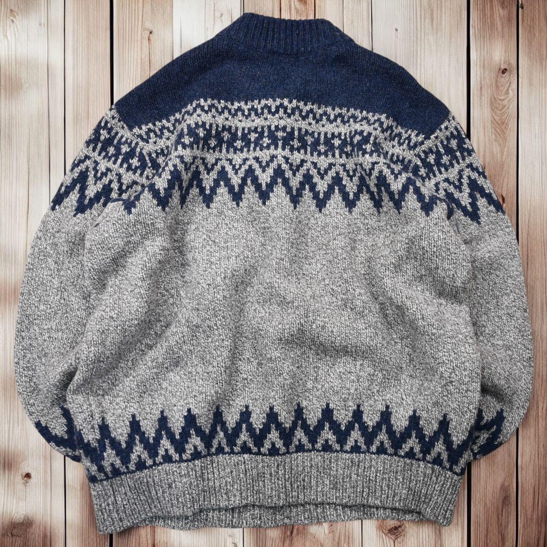 12M516◯ L.L.Bean 求心柄 くるみボタン ニット セーター XL