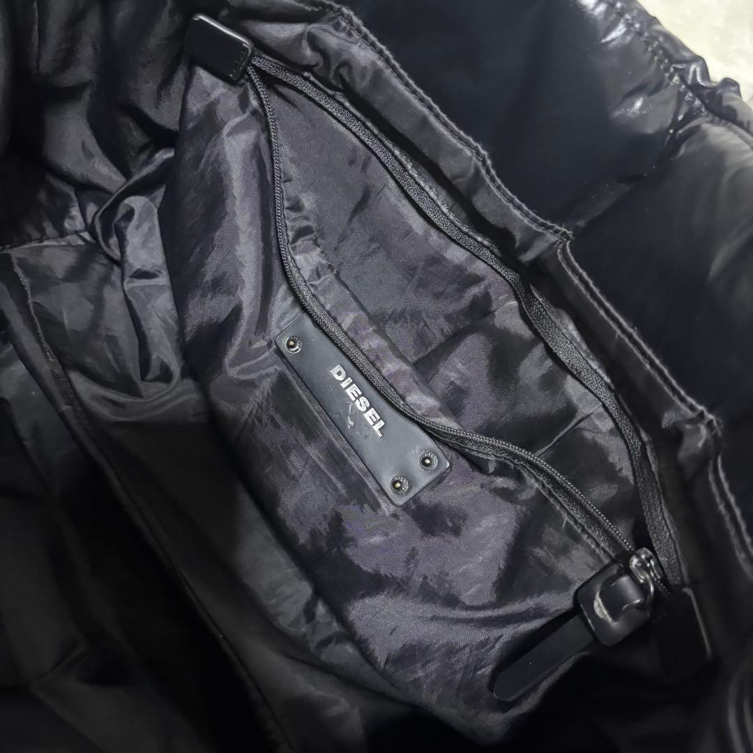 希少】DIESEL ディーゼル トートバッグ ステッチロゴ ダウン ブラック