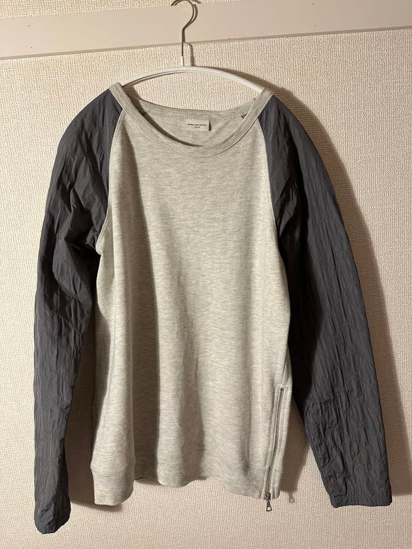 DRIES VAN NOTEN グレー トレーナー S キルティング　切り返し