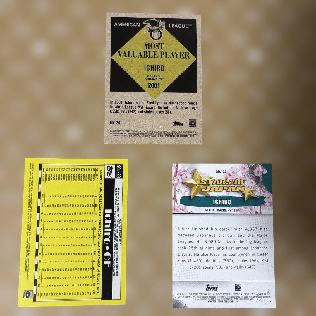 日本限定 桜柄含む】2025 Topps イチロー 豪華3枚セット マリナーズ