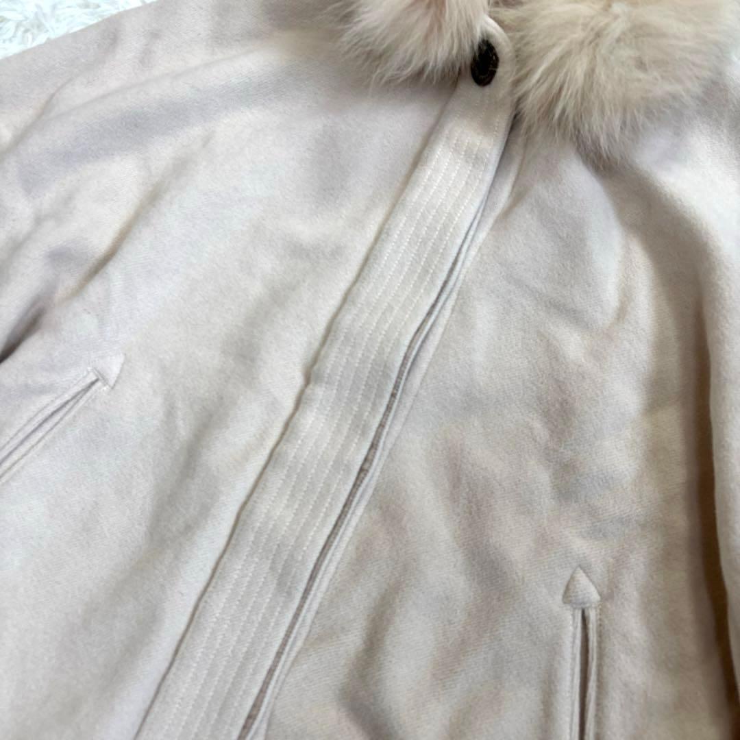 Sov. ポンチョコート　フォックスファー　アンゴラ　ピンクベージュ　ケープ