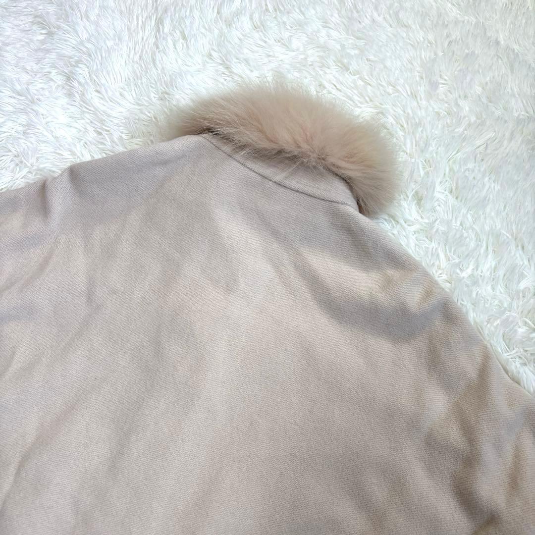 Sov. ポンチョコート　フォックスファー　アンゴラ　ピンクベージュ　ケープ