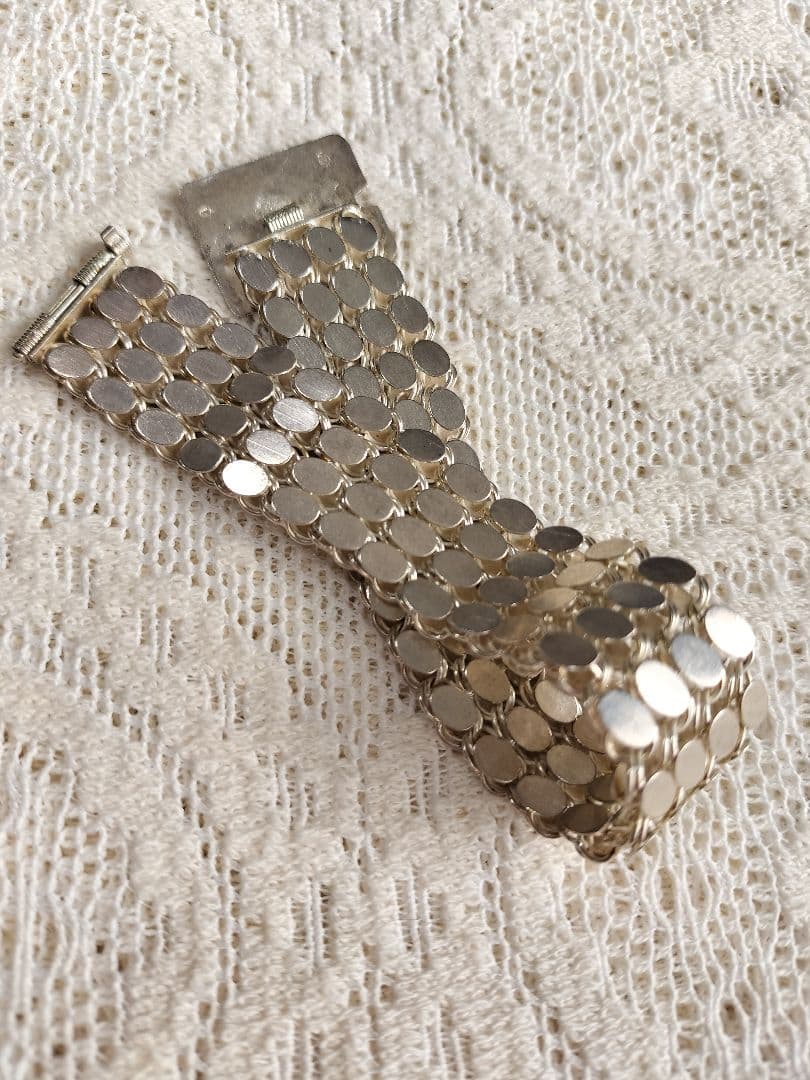 銀細工工芸品ブレスレット、ヴィンテージ、シルバー約31.4g、約19cm