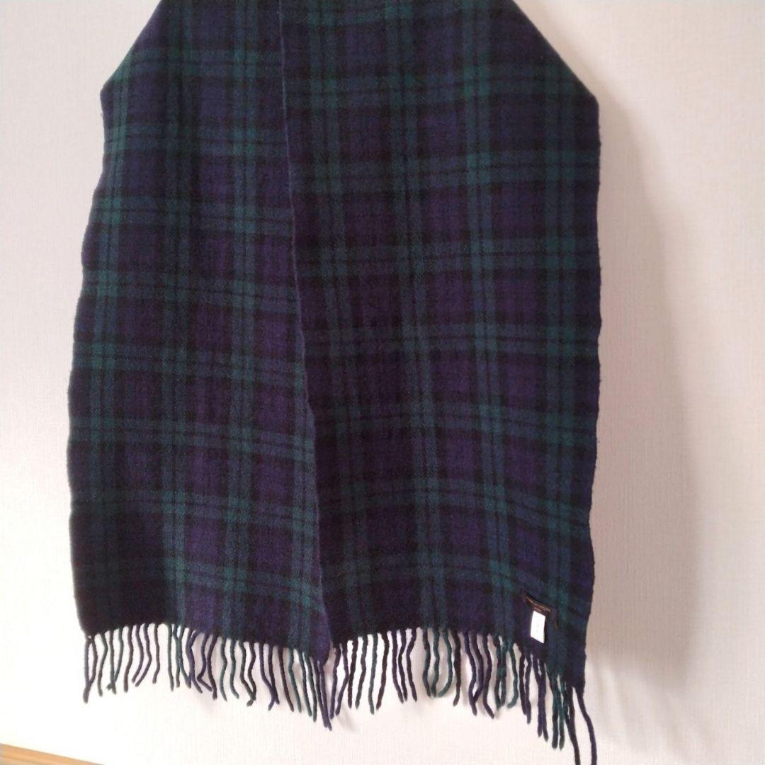 コムデギャルソンオム 縮絨 ウール マフラー ストール タータンチェック 緑 紺