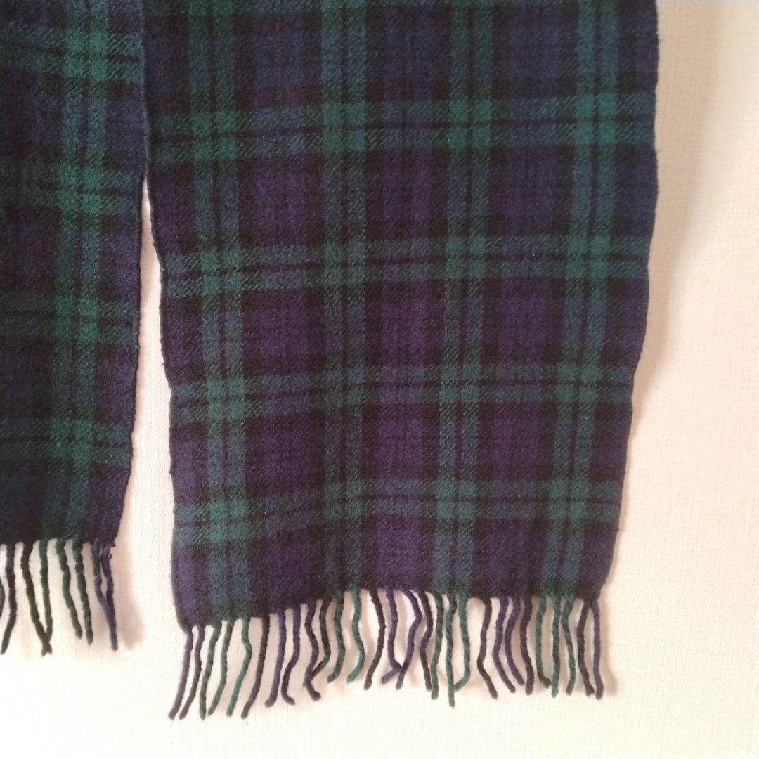 コムデギャルソンオム 縮絨 ウール マフラー ストール タータンチェック 緑 紺