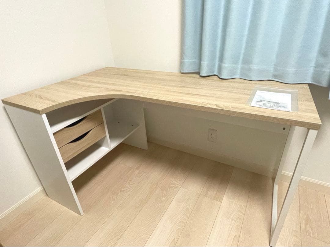 美品　LOWYA コーナーデスク　l字 下収納付き引き出し