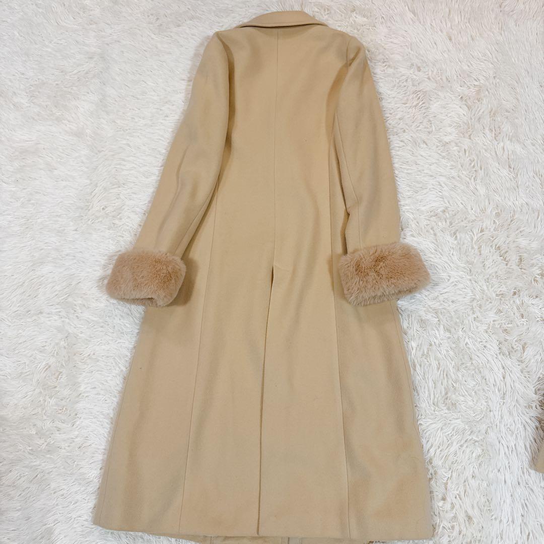 美品　グレースコンチネンタル　ビーバーウールロングコート　イエロー　36