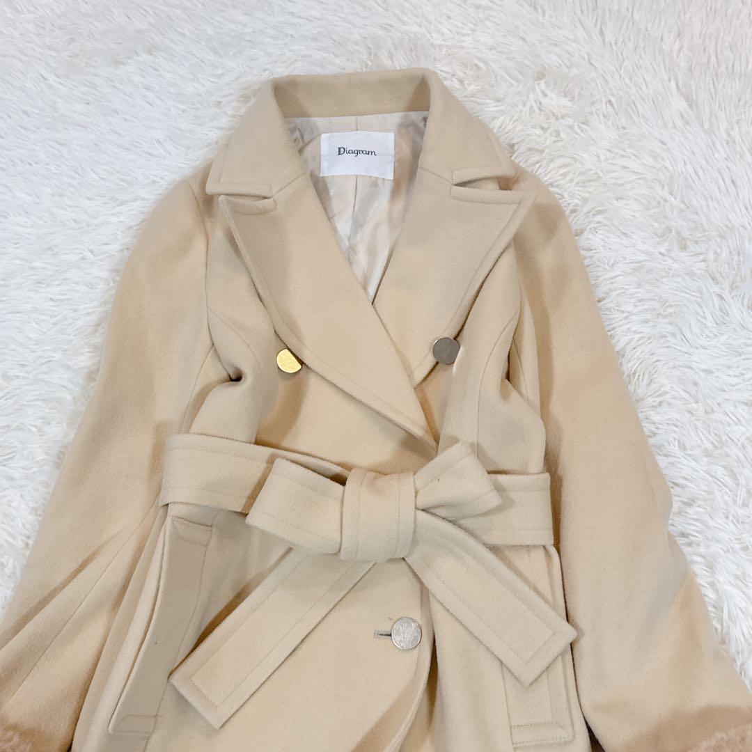 美品　グレースコンチネンタル　ビーバーウールロングコート　イエロー　36