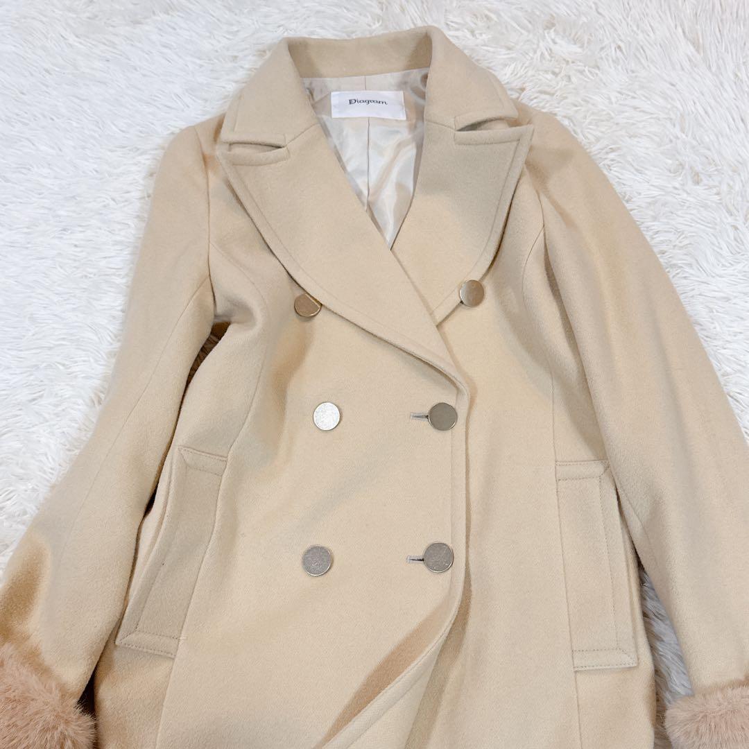 美品　グレースコンチネンタル　ビーバーウールロングコート　イエロー　36