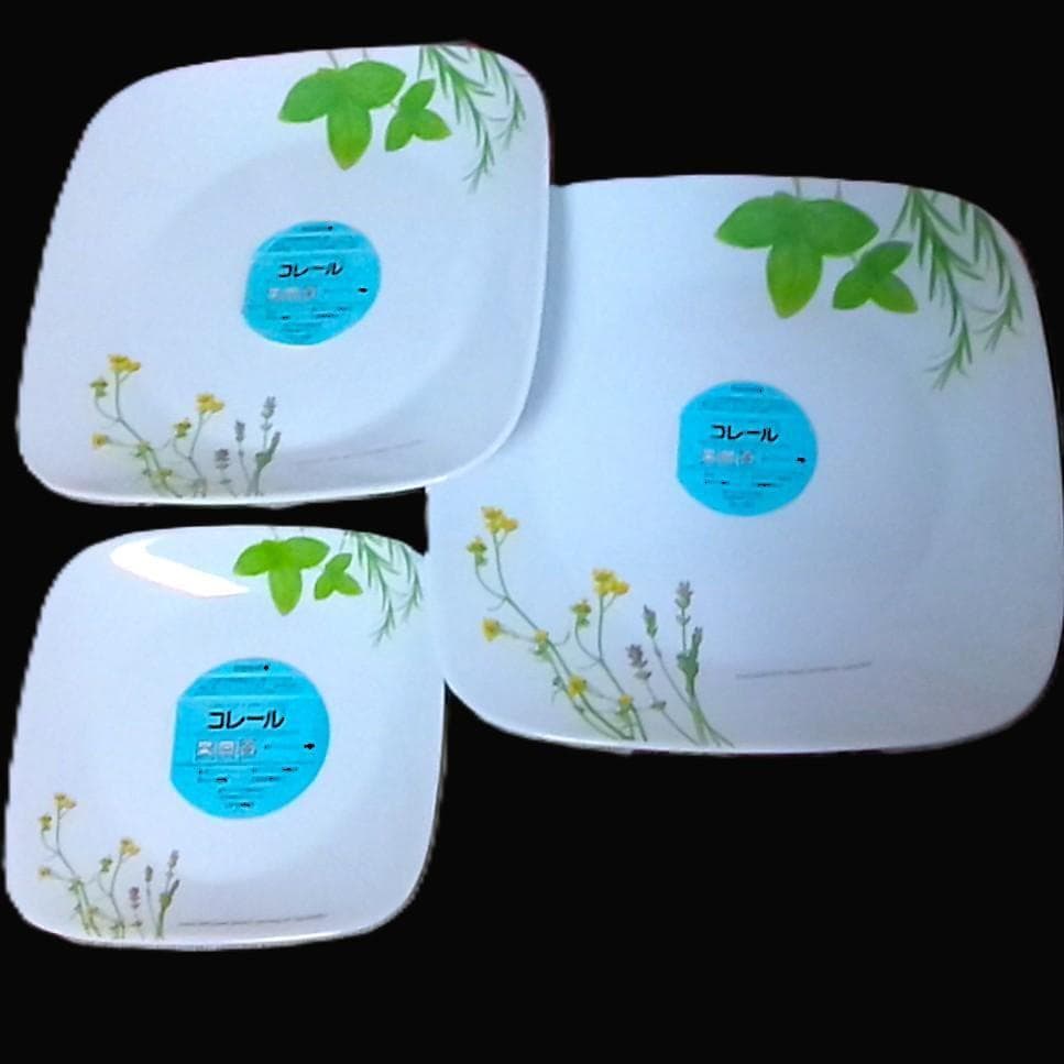 新品 コレール5点 ヨーロピアンハーブ 中ボウル&スクエア皿