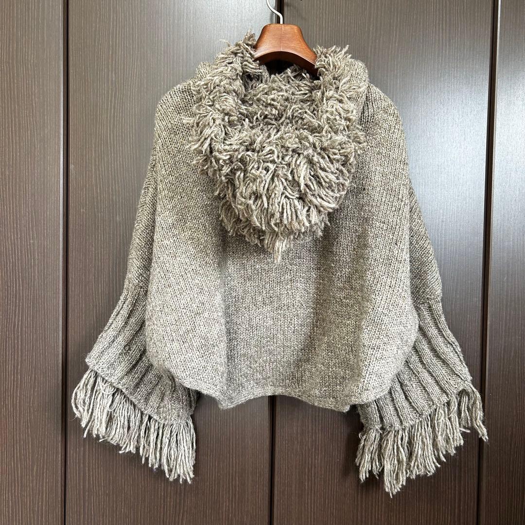 シェアスピリット ウールポンチョ フード付 茶 ネパール製 新品未着用