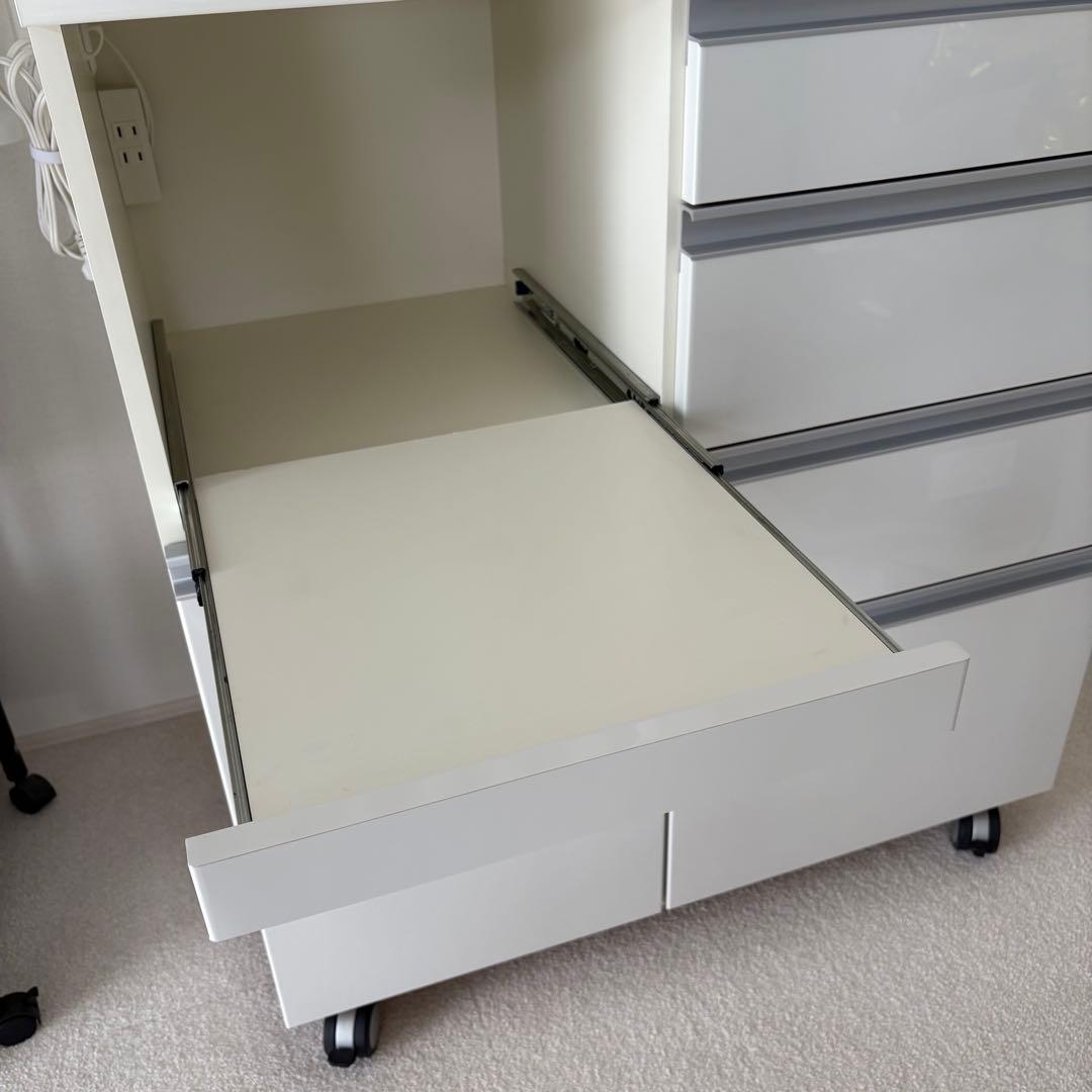 パモウナ キッチンカウンター 白 キャスター付き