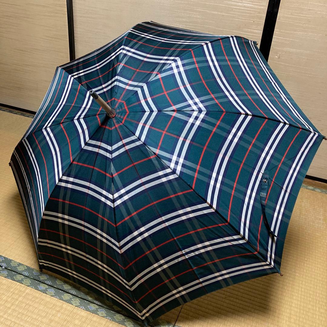 Burberry バーバリー グリーン チェック 長傘 中古品 - メルカリ