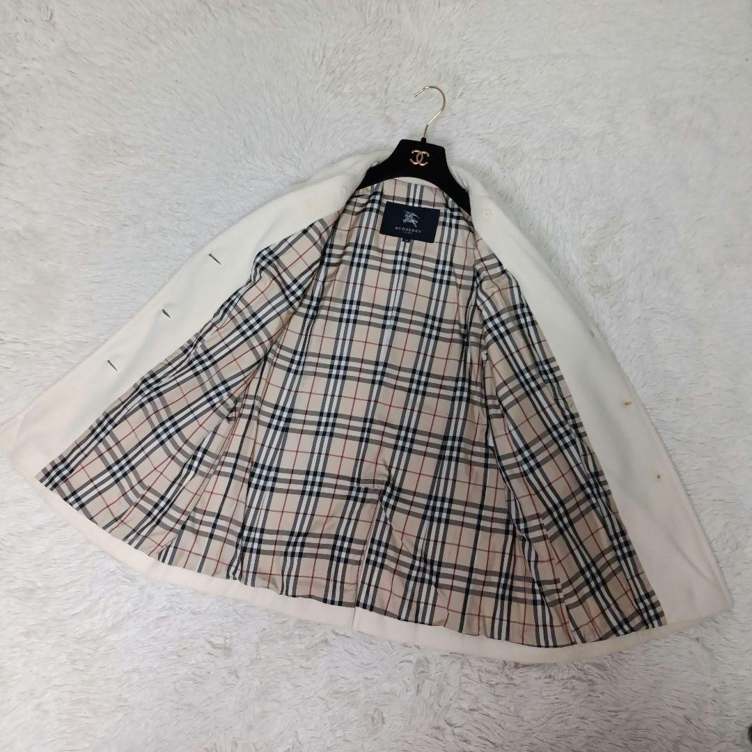 美品■BURBERRY LONDON アンゴラ混 ウールコート ホワイト