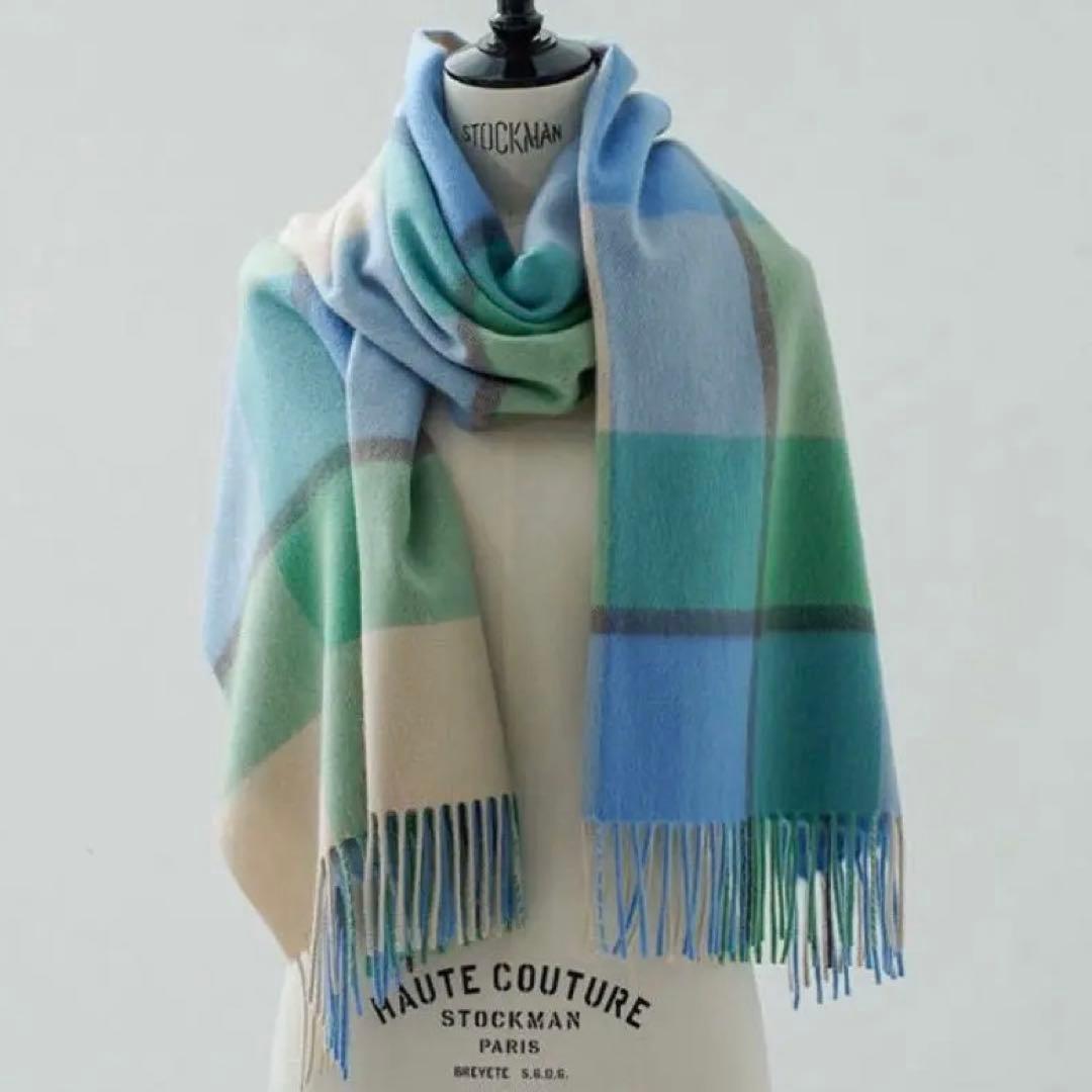 新品タグ付　ジョシュアエリス　大判　ストール　カシミヤ100%ブロックチェック