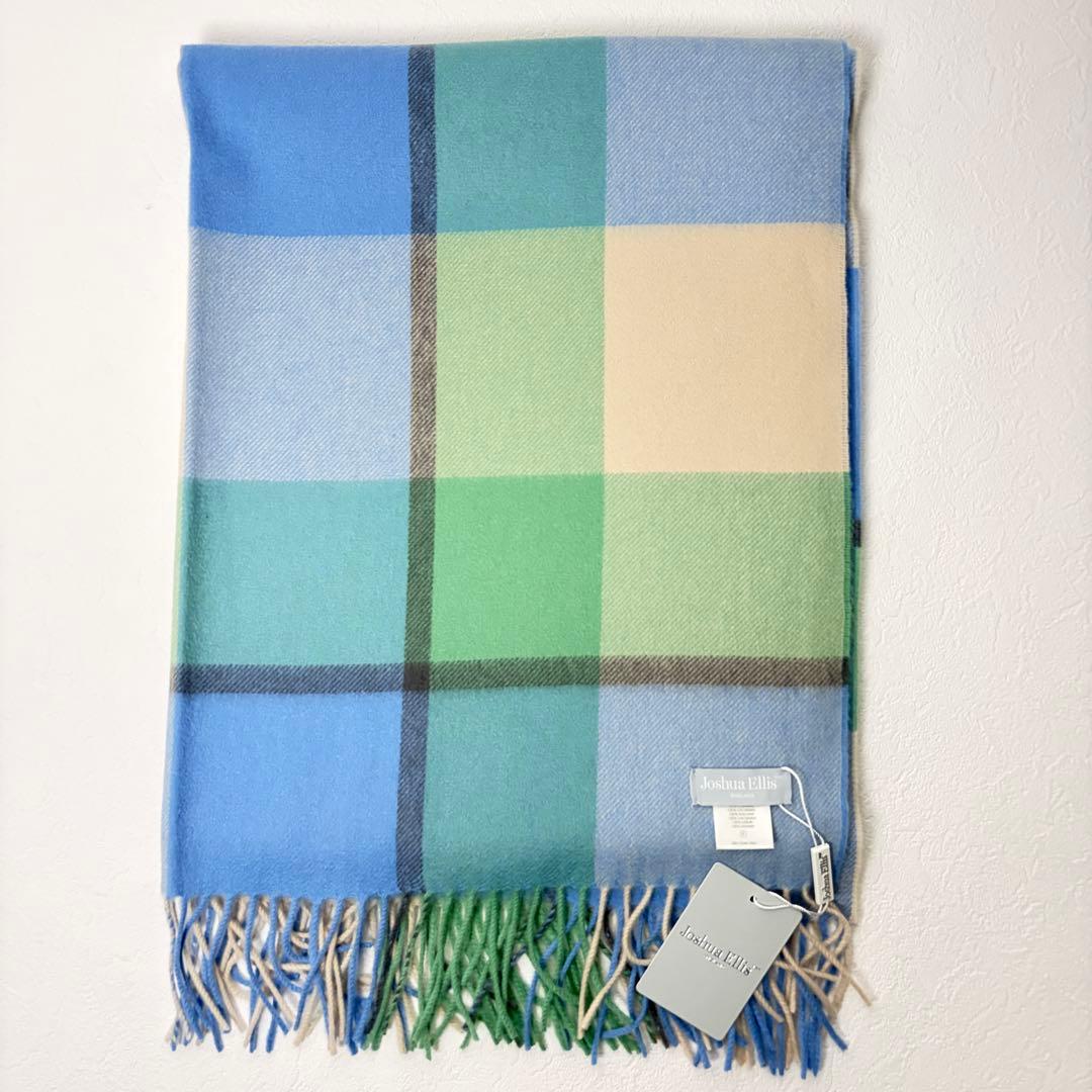 新品タグ付　ジョシュアエリス　大判　ストール　カシミヤ100%ブロックチェック