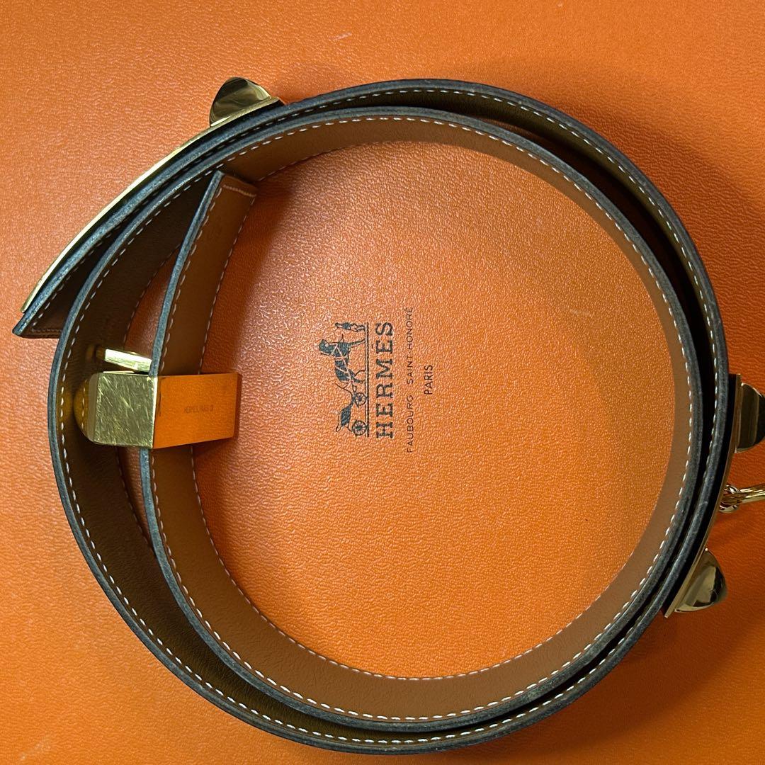 HERMES エルメス ベルト 《コリエ・ド・シアン》 ブラック ゴールド◯V刻