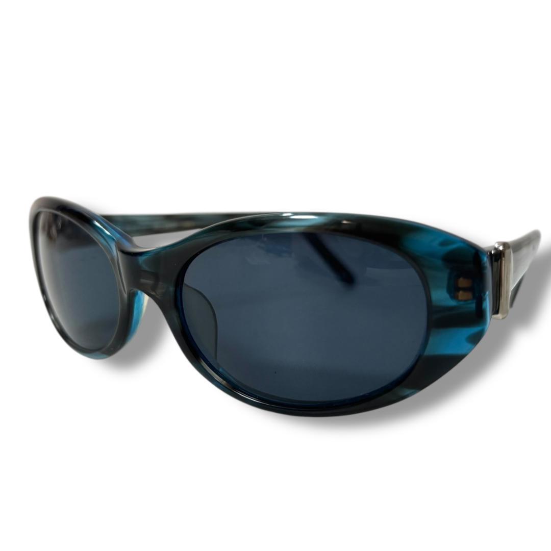 イヴサンローラン YSL サングラス ヴィンテージ 青 黒 オーバル 美品