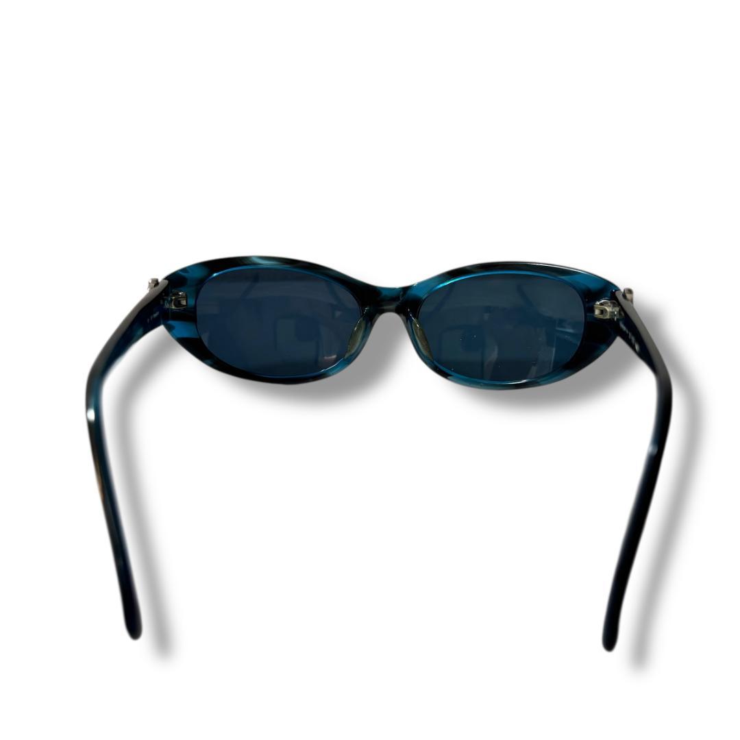 イヴサンローラン YSL サングラス ヴィンテージ 青 黒 オーバル 美品