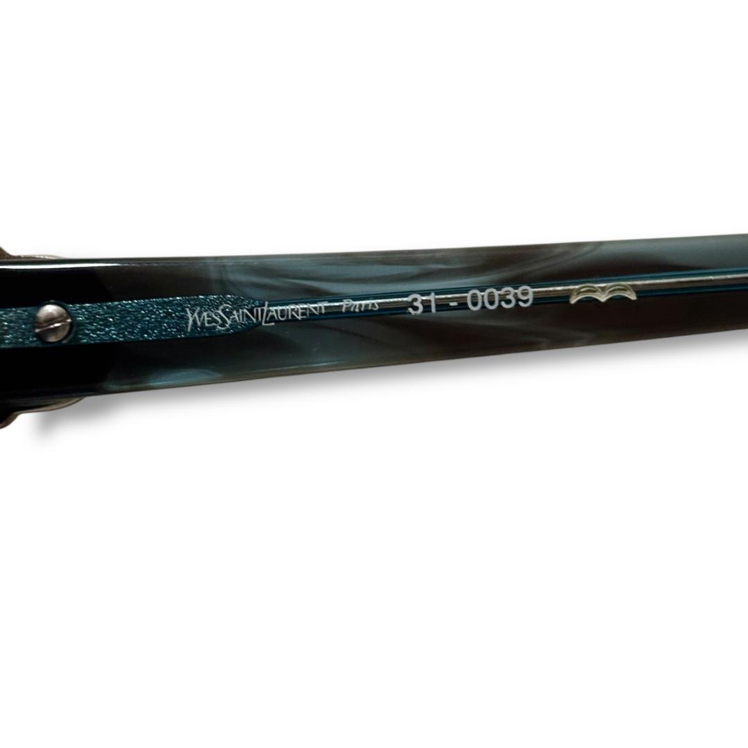 イヴサンローラン YSL サングラス ヴィンテージ 青 黒 オーバル 美品