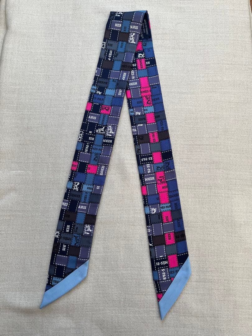 エルメスツイリー ボルデュック ネイビーブルーピンク