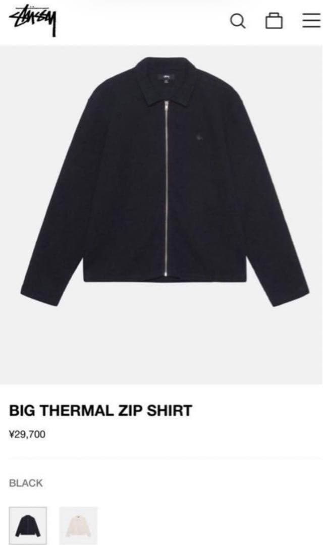 即完売】stussy Big Thermal Zip Shirt L - メルカリ